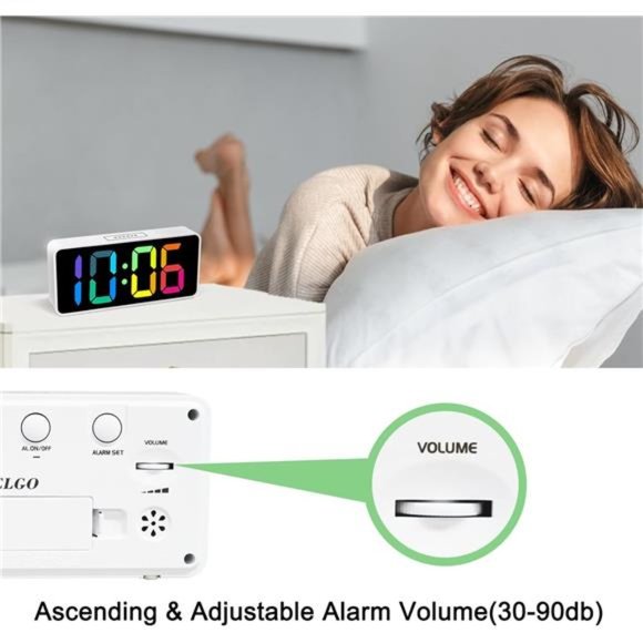 7.5 Inches Large Digital Alarm Clock for Seniors & Kids, 0-100% Dimmable Display - Picture 3 of 6